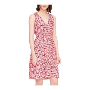 Kate Spade Posy Ikat Elasticized A-Line Dress Red Pink Sleeveless Women's Size M